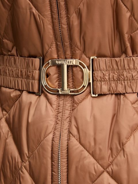 Twinset kurtka kolor brązowy przejściowa oversize 252TP2130