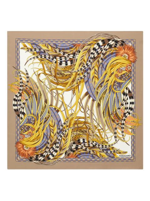 Ferragamo rooster print silk scarf - Neutrals - zdjęcie produktu nr 1