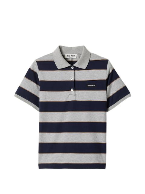 Miu Miu Striped jersey polo shirt - Grey - zdjęcie produktu nr 1