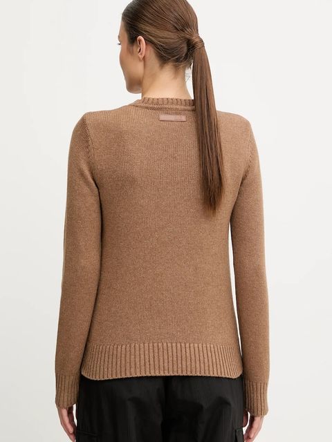 EA7 Emporio Armani sweter z dodatkiem wełny damski kolor brązowy AF17652.7W000699