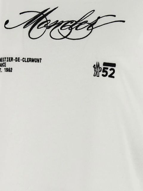 Moncler embroidered cursive-logo cotton T-shirt - White
