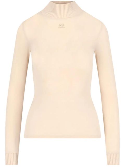 Courrèges logo-patch roll-neck top - Pink - zdjęcie produktu nr 1