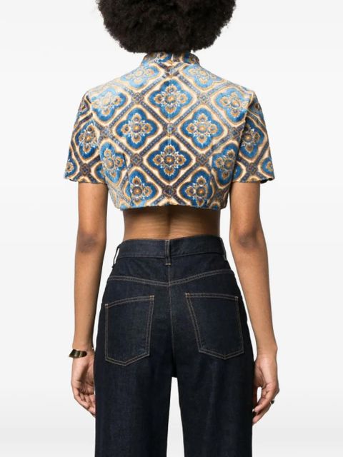 ETRO cropped patterned top - Blue