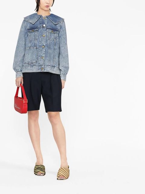 GANNI Peter Pan-collar denim jacket - Blue