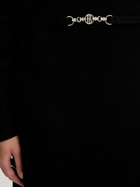 Fracomina sukienka z dodatkiem wełny kolor czarny midi rozkloszowana FR25WD5004K459Q7