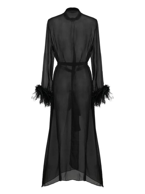 Oséree Plumage sheer robe - Black
