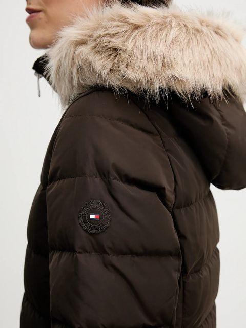 Tommy Hilfiger kurtka puchowa kolor brązowy zimowa WW0WW47540