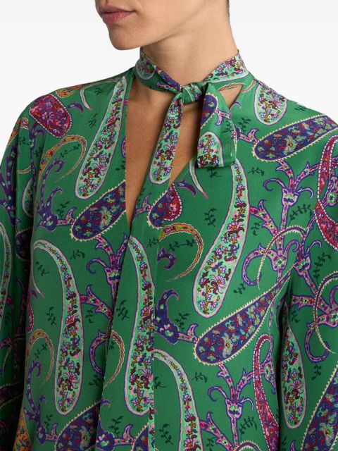 ETRO floral paisley-motif silk maxi dress - Green