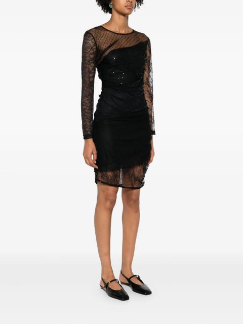 PINKO sequin-embellished mesh-upper mini dress - Black