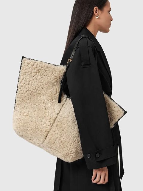 AllSaints torebka wełniana ARA kolor beżowy W216XD