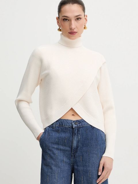 Morgan sweter MISS damski kolor beżowy z golfem MISS - zdjęcie produktu nr 1