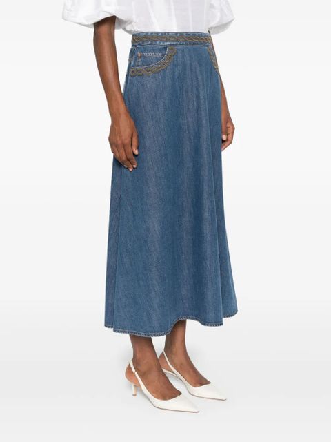 Valentino Garavani denim midi skirt - Blue