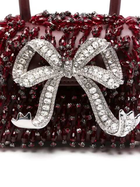 Self-Portrait crystal-embellished mini bag - Red