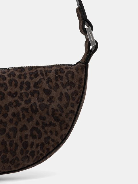 AllSaints torebka zamszowa HALFMOON kolor brązowy W355XD - zdjęcie produktu nr 2