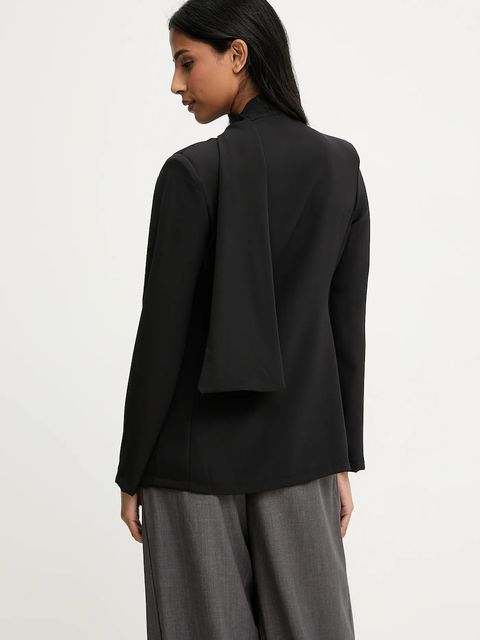 Answear.LAB marynarka kolor czarny jednorzędowa gładka