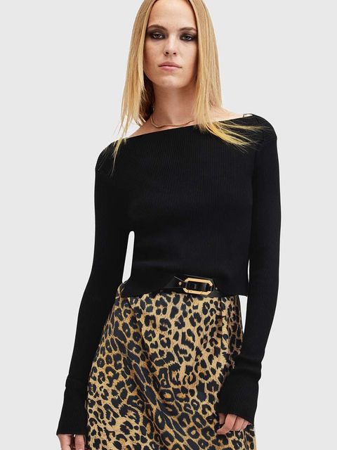 AllSaints sukienka i sweter HERA kolor czarny midi prosta W322DA - zdjęcie produktu nr 2