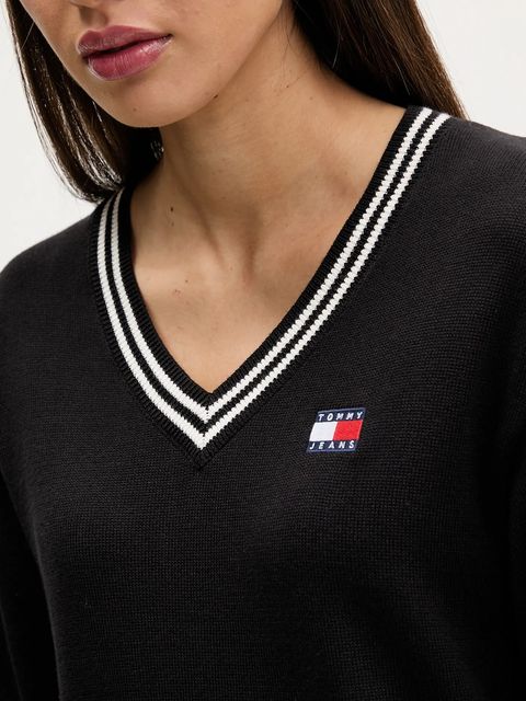 Tommy Jeans sukienka bawełniana kolor czarny mini prosta DW0DW21909