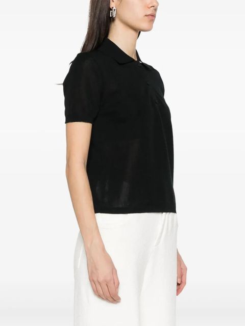 Moncler logo-embroidered polo shirt - Black