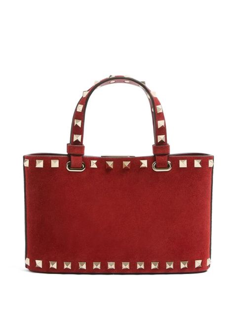 Valentino Garavani Rockstud mini suede shopping bag - Red - zdjęcie produktu nr 2