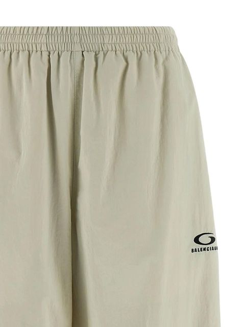 Balenciaga wrinkled-effect logo-embroidery trousers - Neutrals