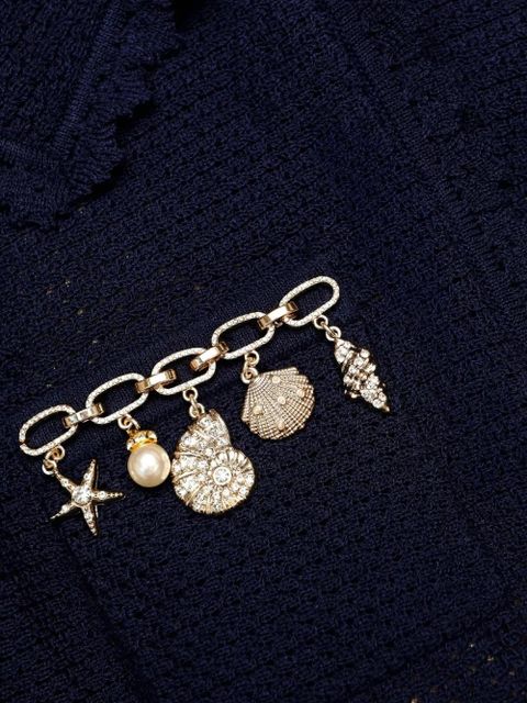 Self-Portrait shell embellished knitted dress - Blue