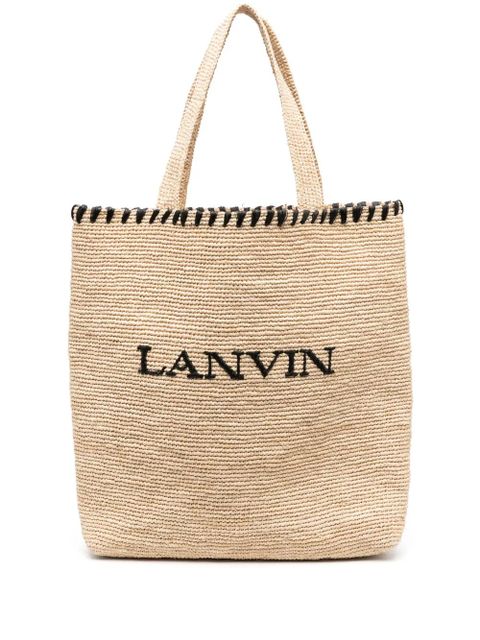 Lanvin logo-embroidered raffia tote bag - Neutrals - zdjęcie produktu nr 1