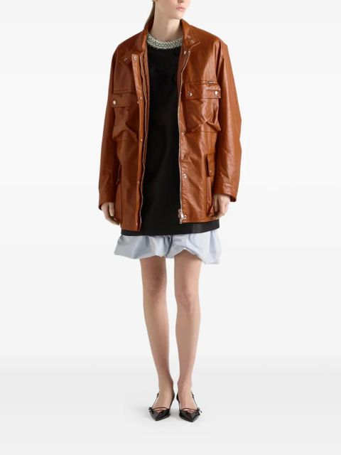 Prada antiqued leather caban jacket - Brown - zdjęcie produktu nr 2