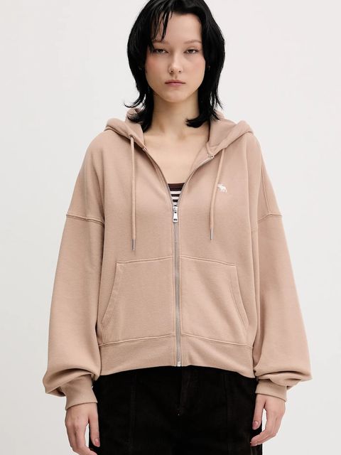 Abercrombie & Fitch bluza damska kolor beżowy z kapturem gładka KI152-5417-420 - zdjęcie produktu nr 1