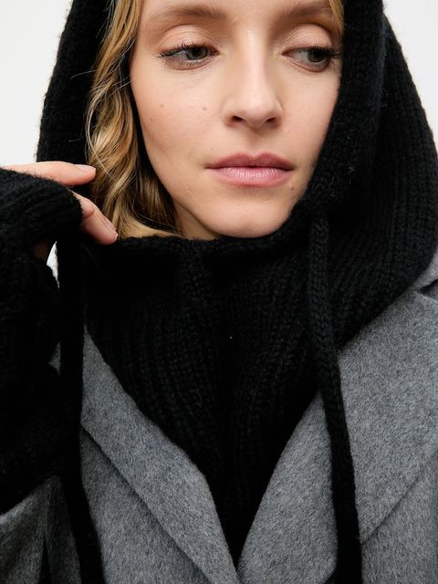 Answear.LAB kaptur z wełną merino kolor czarny