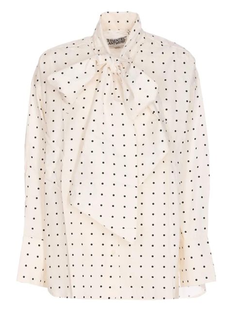 Essentiel Antwerp polka-dot bow-fastening blouse - White - zdjęcie produktu nr 1