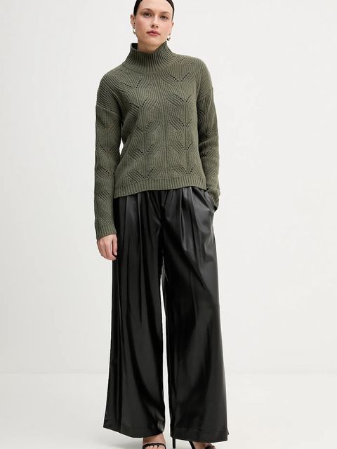 United Colors of Benetton sweter z dodatkiem wełny damski kolor zielony lekki z półgolfem 1FDFD10F2 - zdjęcie produktu nr 2