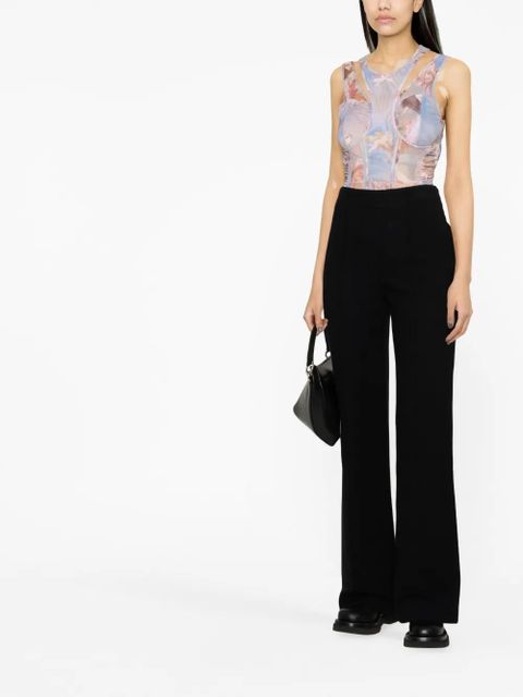 Balmain Sky-print tulle bodysuit - Blue