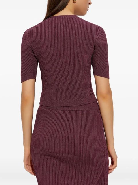 Balmain zip-up ribbed top - Purple