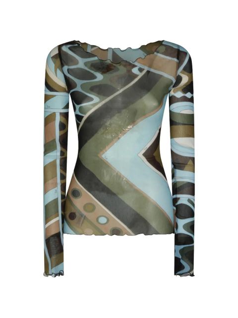 PUCCI geometric-print mesh top - Green - zdjęcie produktu nr 1