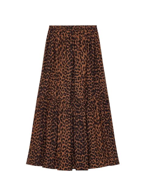 GANNI leopard-print maxi skirt - Brown