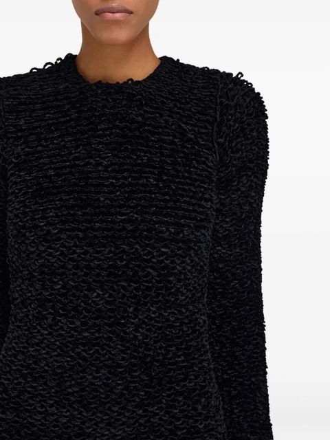 Ferragamo astrakhan-effect long-sleeve mini dress - Black - zdjęcie produktu nr 2