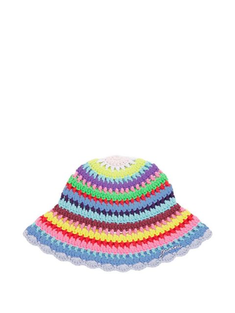 GANNI crochet-knit bucket hat - Blue - zdjęcie produktu nr 1