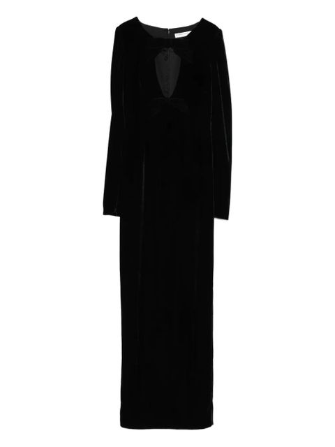 Alessandra Rich bow-detail velvet gown - Black - zdjęcie produktu nr 1