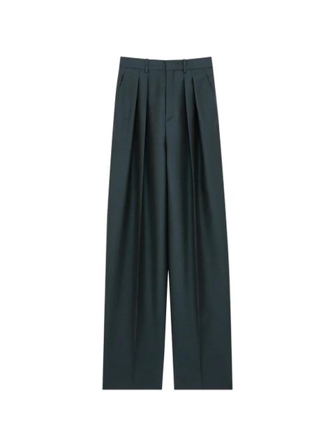 Saint Laurent pleated wide-leg trousers - Green - zdjęcie produktu nr 1
