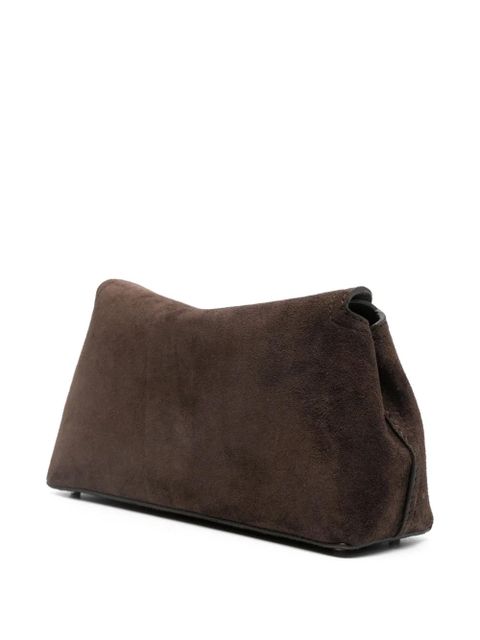 TOTEME T-lock suede clutch - Brown