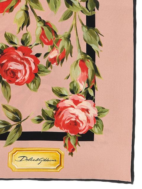 Dolce & Gabbana rose-print twill scarf - Pink - zdjęcie produktu nr 2