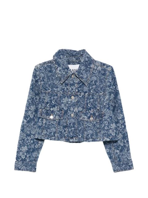GANNI floral cropped jacket - Blue - zdjęcie produktu nr 1