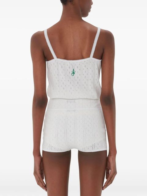 JW Anderson logo-embroidered pointelle top - White