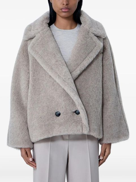 Max Mara double-breasted faux-fur coat - Neutrals - zdjęcie produktu nr 1