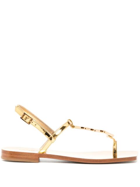 Versace leather T-strap sandals - Gold - zdjęcie produktu nr 1