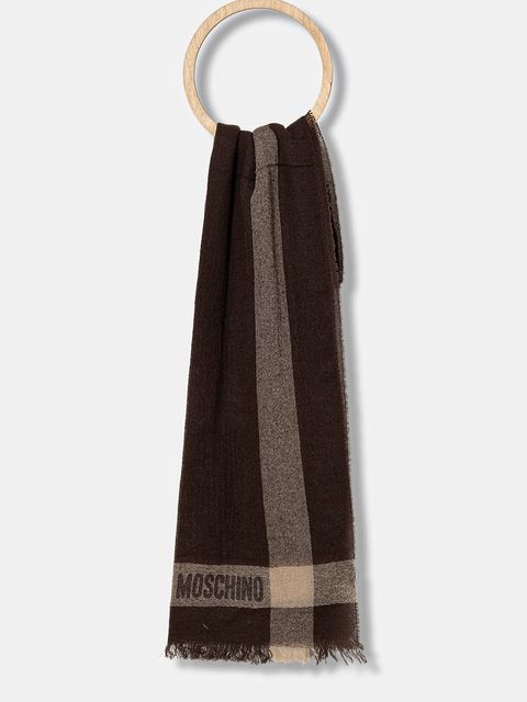 Moschino szalik kaszmirowy kolor brązowy wzorzysty M3258 30826 - zdjęcie produktu nr 1