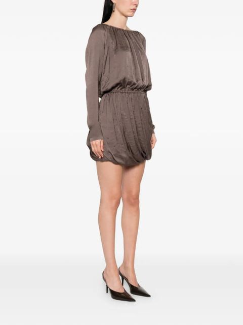 Saint Laurent elasticated long-sleeve midi dress - Brown