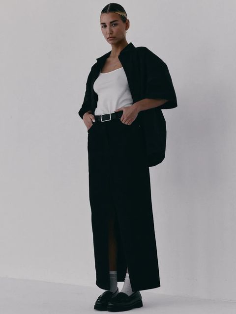 Muuv. spódnica z rozcięciem bawełniana z elastanem NANTES - zdjęcie produktu nr 2