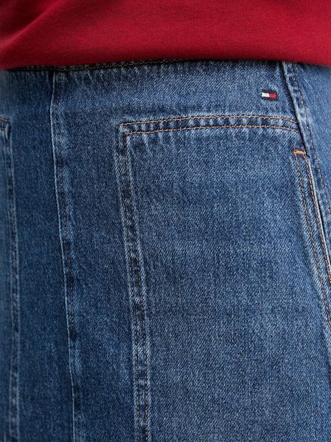 Tommy Hilfiger spódnica jeansowa bawełniana kolor niebieski midi prosta WW0WW46737