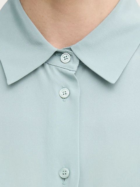 Weekend Max Mara koszula jedwabna damska kolor turkusowy relaxed z kołnierzykiem klasycznym 2515111161600